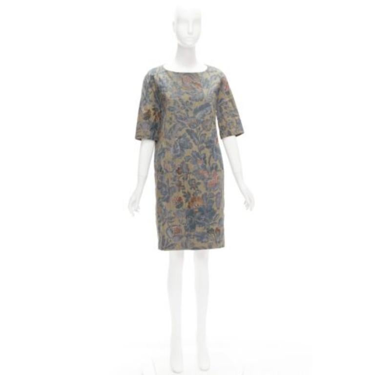 DRIES VAN NOTEN washed vintage floral diamond quilted dress IT36 XS 4
