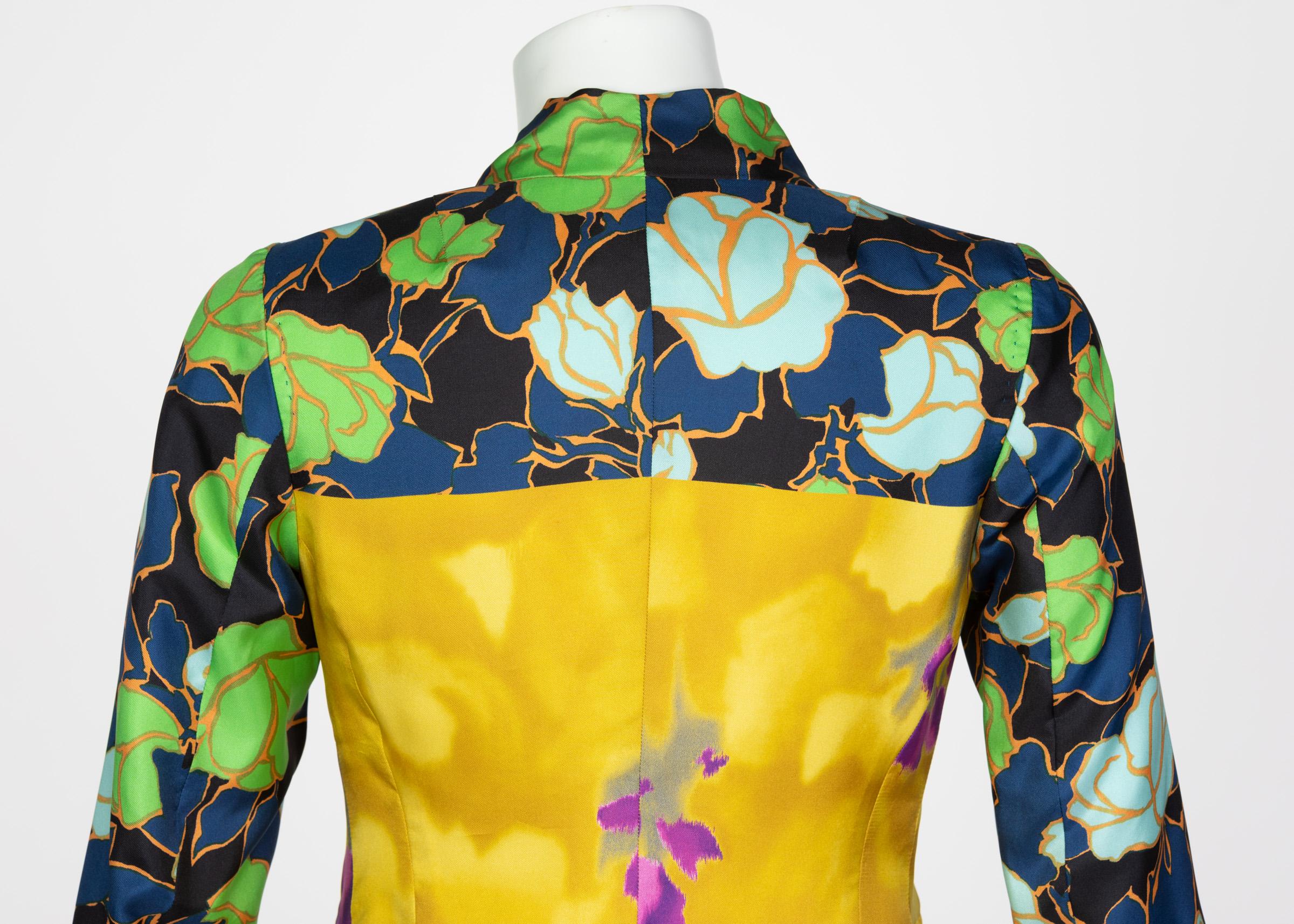 Dries Van Noten Watercolor Floral Silk Jacket Runway, Spring 2008 In Excellent Condition For Sale In Boca Raton, FL