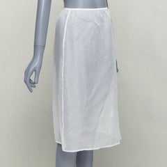 DRIES VAN NOTEN white 100% silk sheer high waisted knee skirt FR34 XS