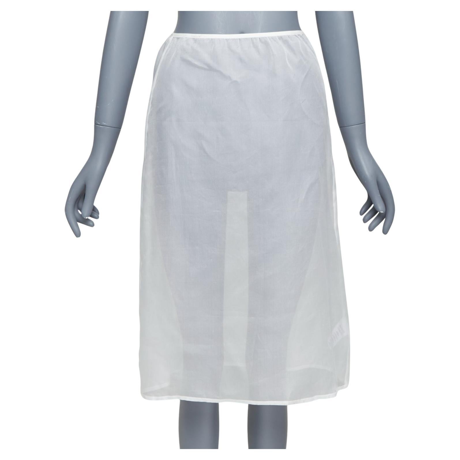 DRIES VAN NOTEN white 100% silk sheer high waisted knee skirt FR34 XS