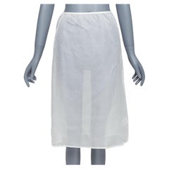 DRIES VAN NOTEN white 100% silk sheer high waisted knee skirt FR34 XS