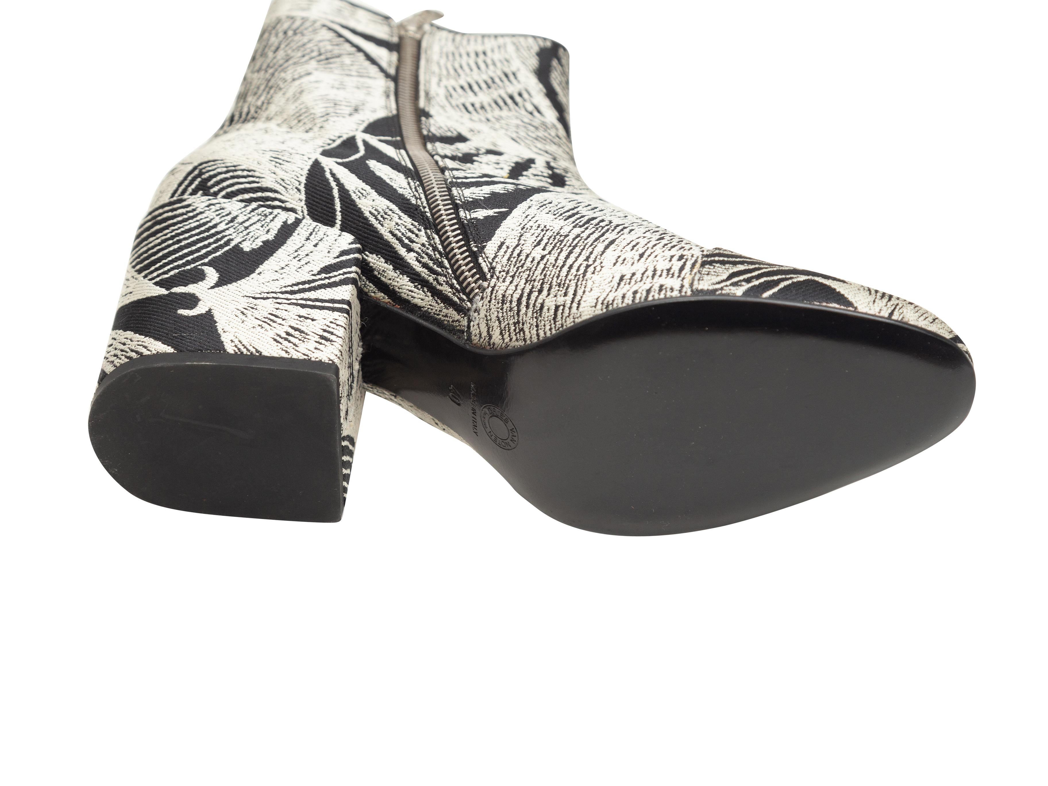 Women's Dries Van Noten White & Black Jacquard Ankle Boots