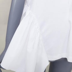 DRIES VAN NOTEN white cotton asymmetric ruffle peplum hem tshirt M