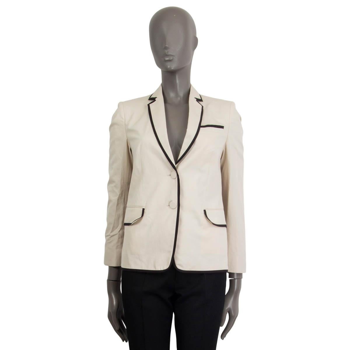 white blazer with black trim