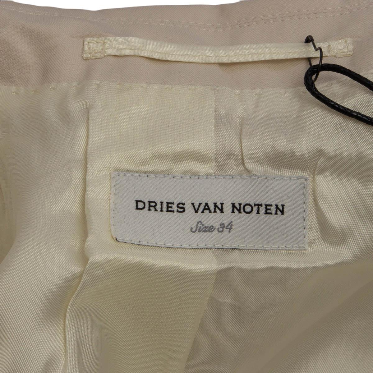 Beige DRIES VAN NOTEN white cotton BLACK TRIM Blazer Jacket 34 XXS For Sale