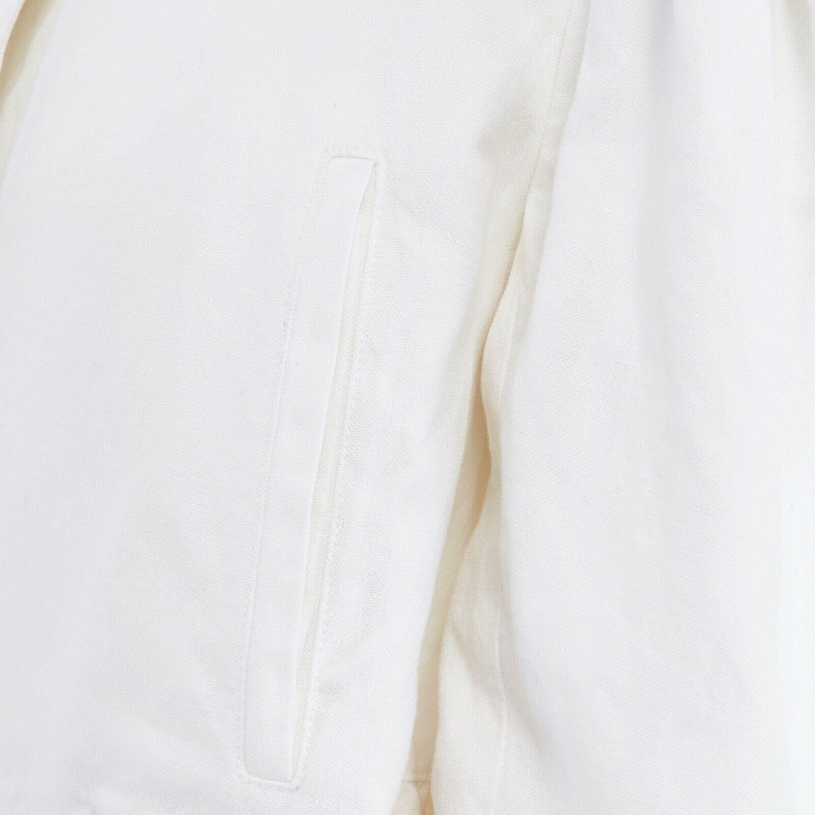 DRIES VAN NOTEN white cotton linen flared hem cropped sleeve oversized jacket XS 3