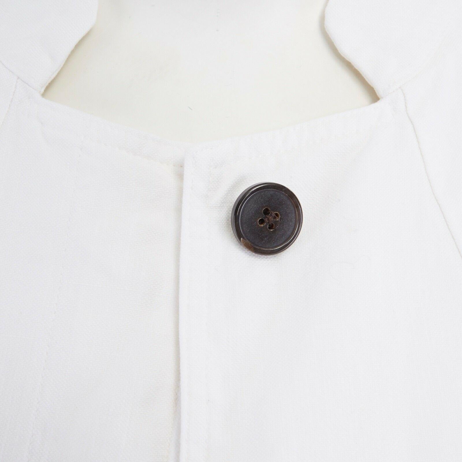 Women's DRIES VAN NOTEN white cotton linen flared hem cropped sleeve oversized jacket XS