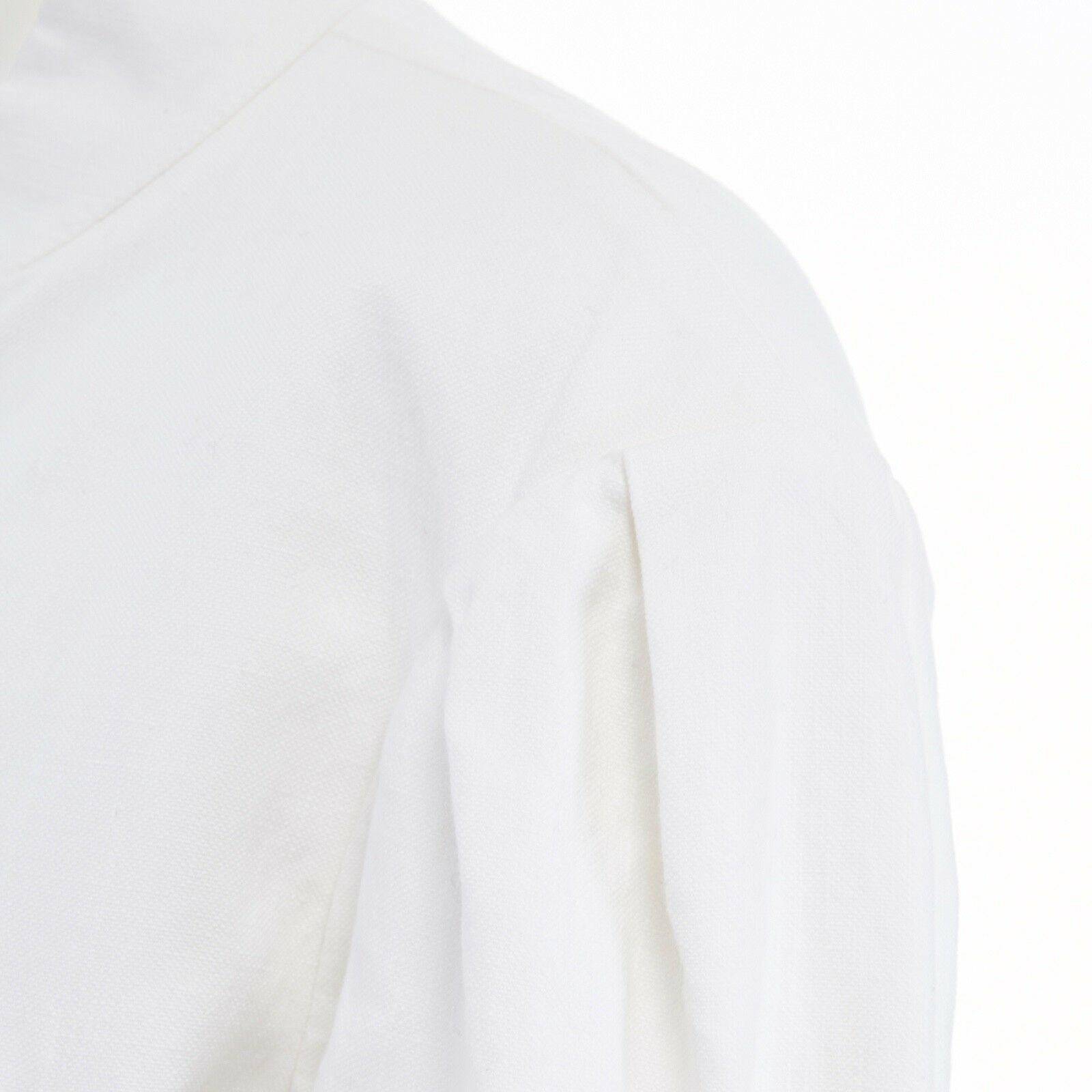DRIES VAN NOTEN white cotton linen flared hem cropped sleeve oversized jacket XS 1