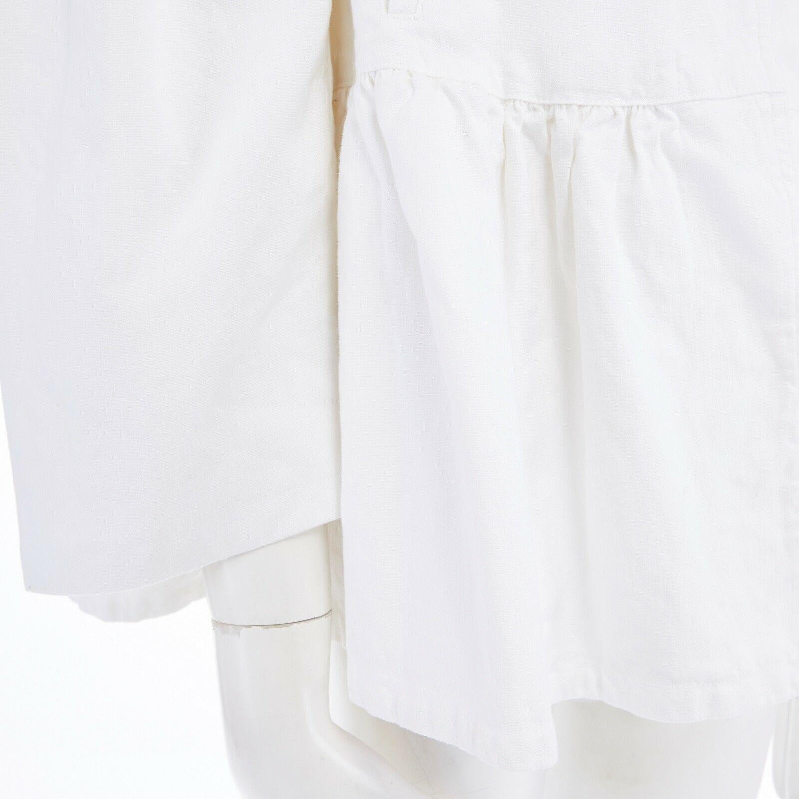 DRIES VAN NOTEN white cotton linen flared hem cropped sleeve oversized jacket XS 2