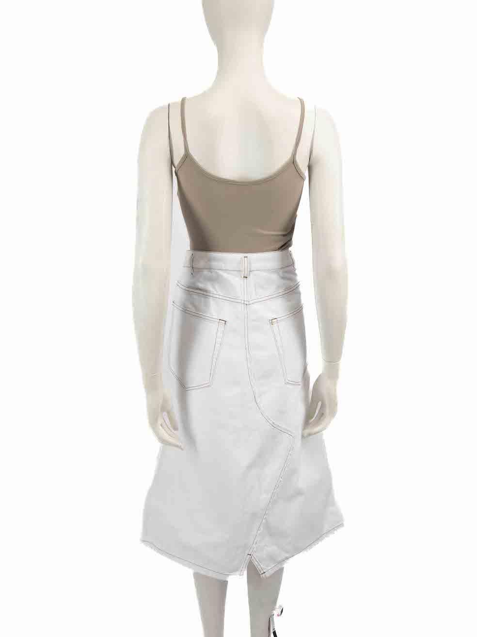 Dries Van Noten White Denim Contrast Stitch Skirt Size M In Good Condition For Sale In London, GB
