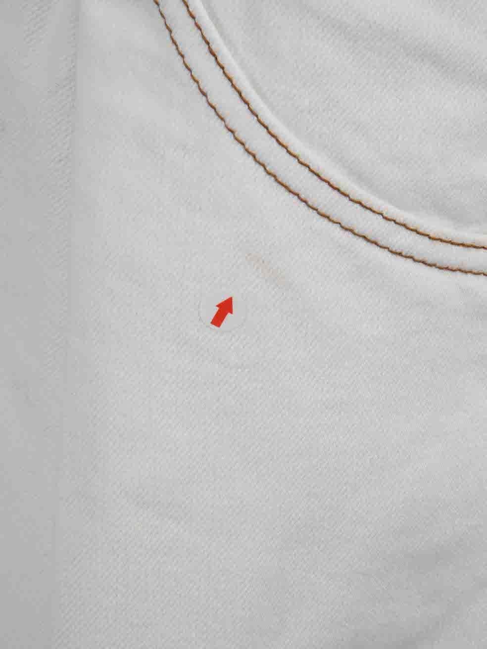 Women's Dries Van Noten White Denim Contrast Stitch Skirt Size M For Sale