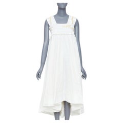 DRIES VAN NOTEN white mixed fabric yellow sequin mou mou midi dress FR36 S