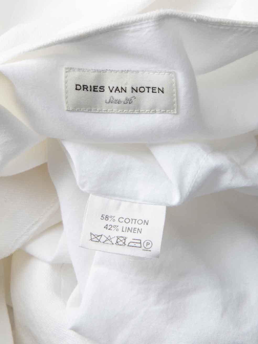 Women's Dries Van Noten White Ruffle Accent Midi Dress Size S For Sale