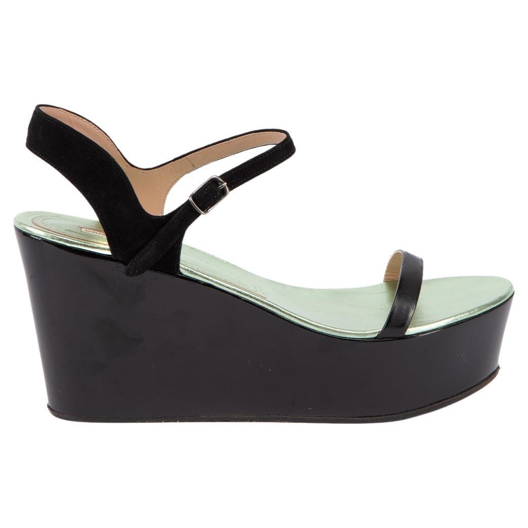 Dries Van Noten Women
s Suede Buckled Platform Sandals