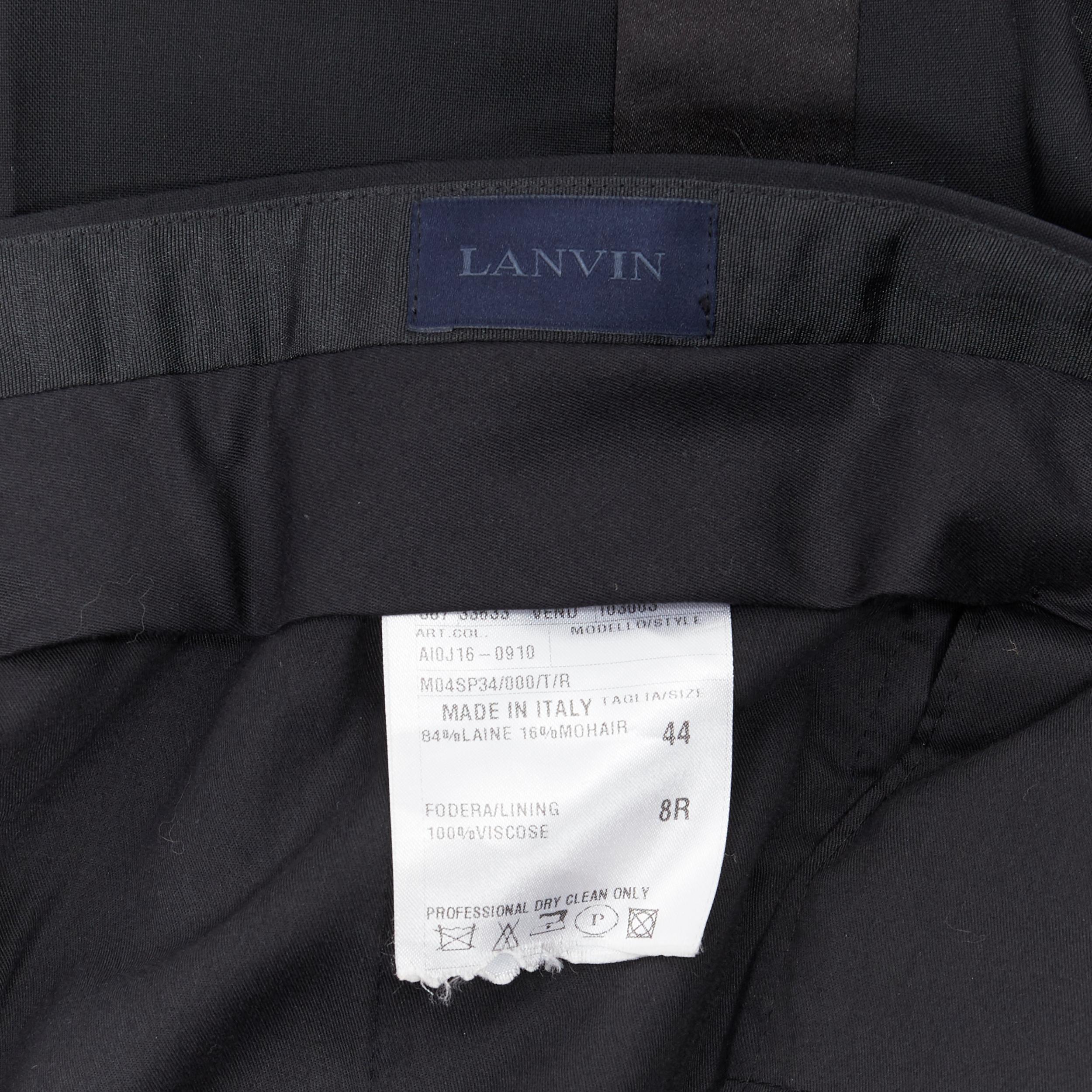 DRIES VAN NOTEN wool cotton blend black verticle striped cropped trousers IT46 3