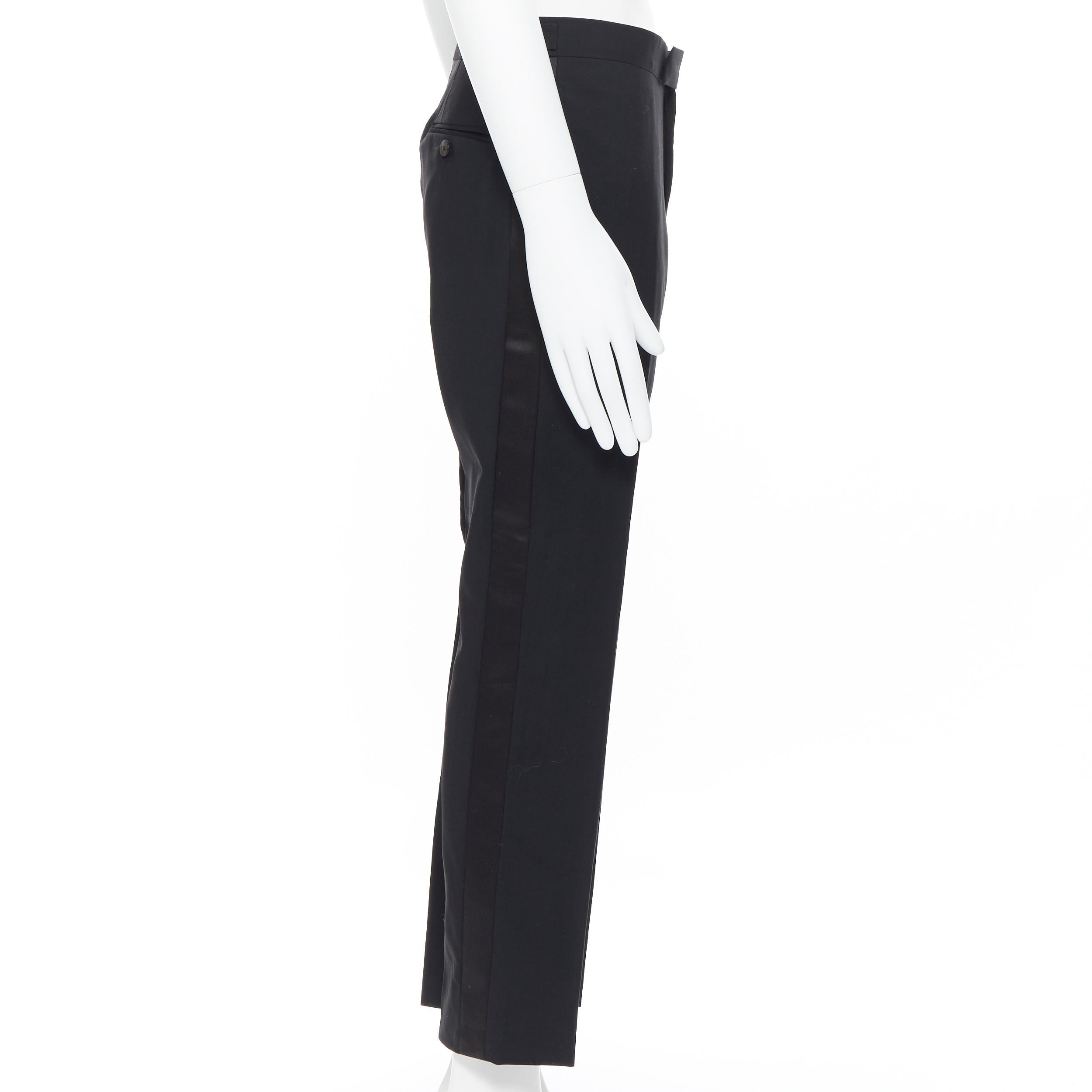 Black DRIES VAN NOTEN wool cotton blend black verticle striped cropped trousers IT46