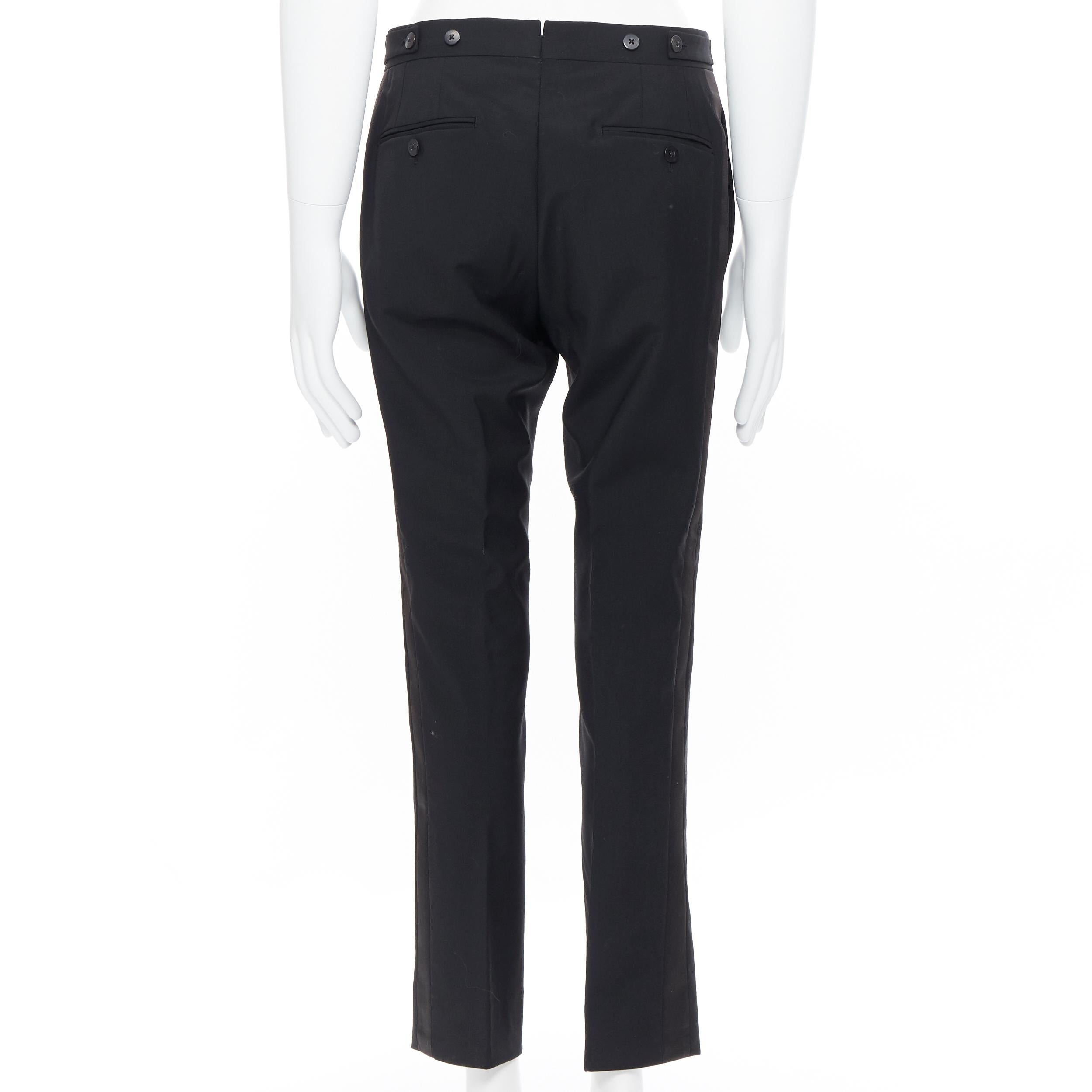 DRIES VAN NOTEN wool cotton blend black verticle striped cropped trousers IT46 In Excellent Condition In Hong Kong, NT