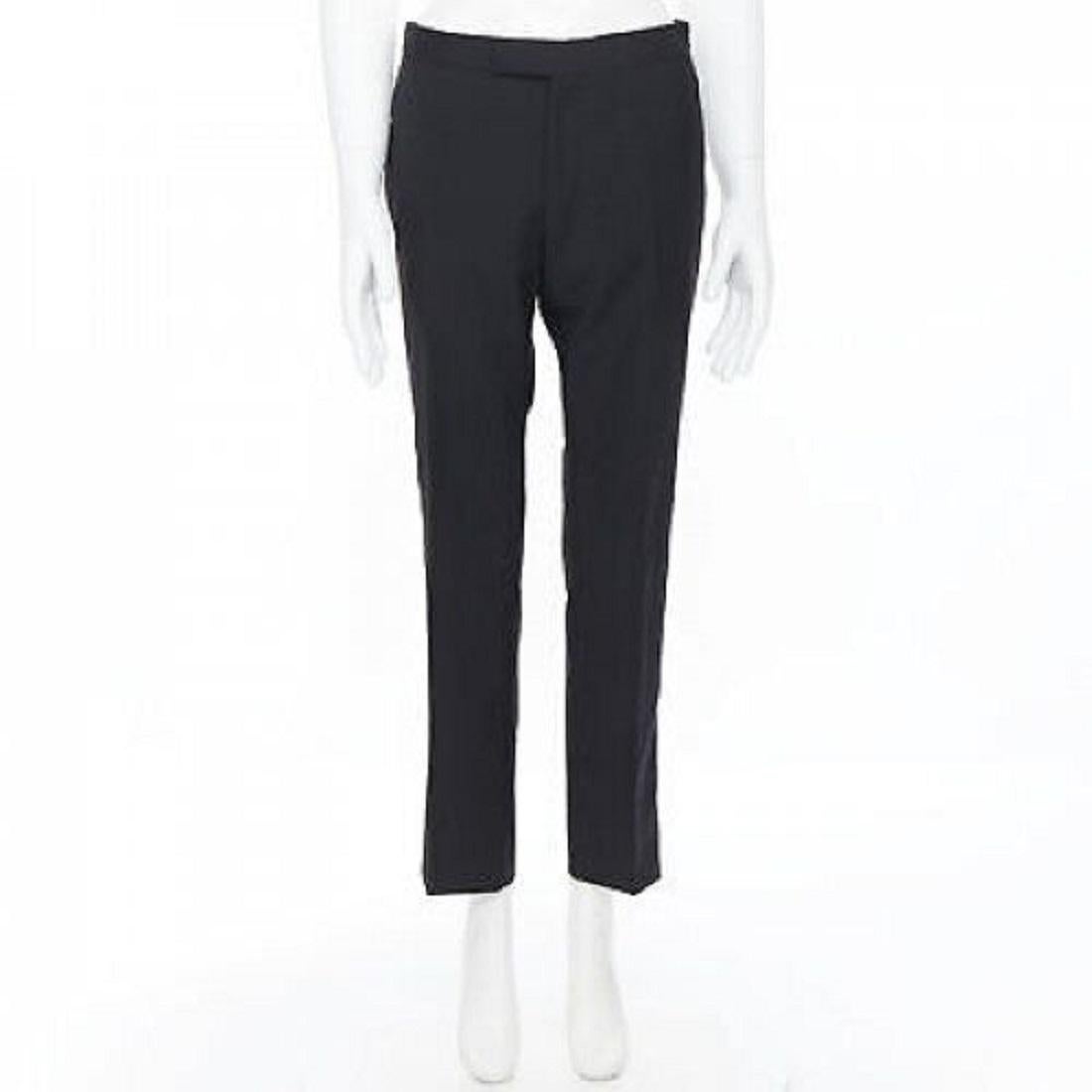 DRIES VAN NOTEN wool cotton blend black verticle striped cropped trousers IT46 S For Sale 5