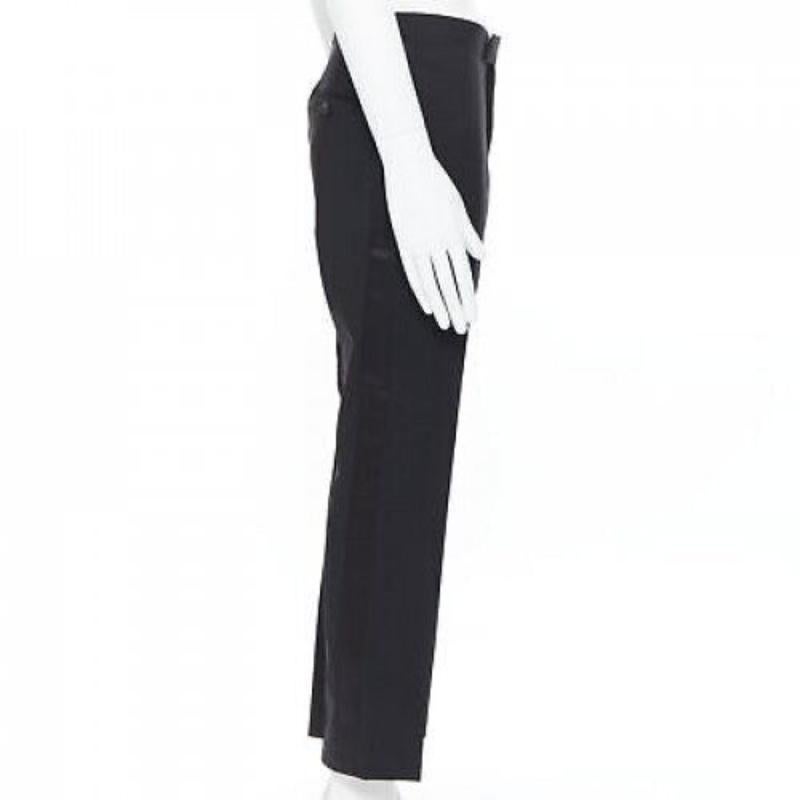 DRIES VAN NOTEN wool cotton blend black verticle striped cropped trousers IT46 S In Excellent Condition For Sale In Hong Kong, NT