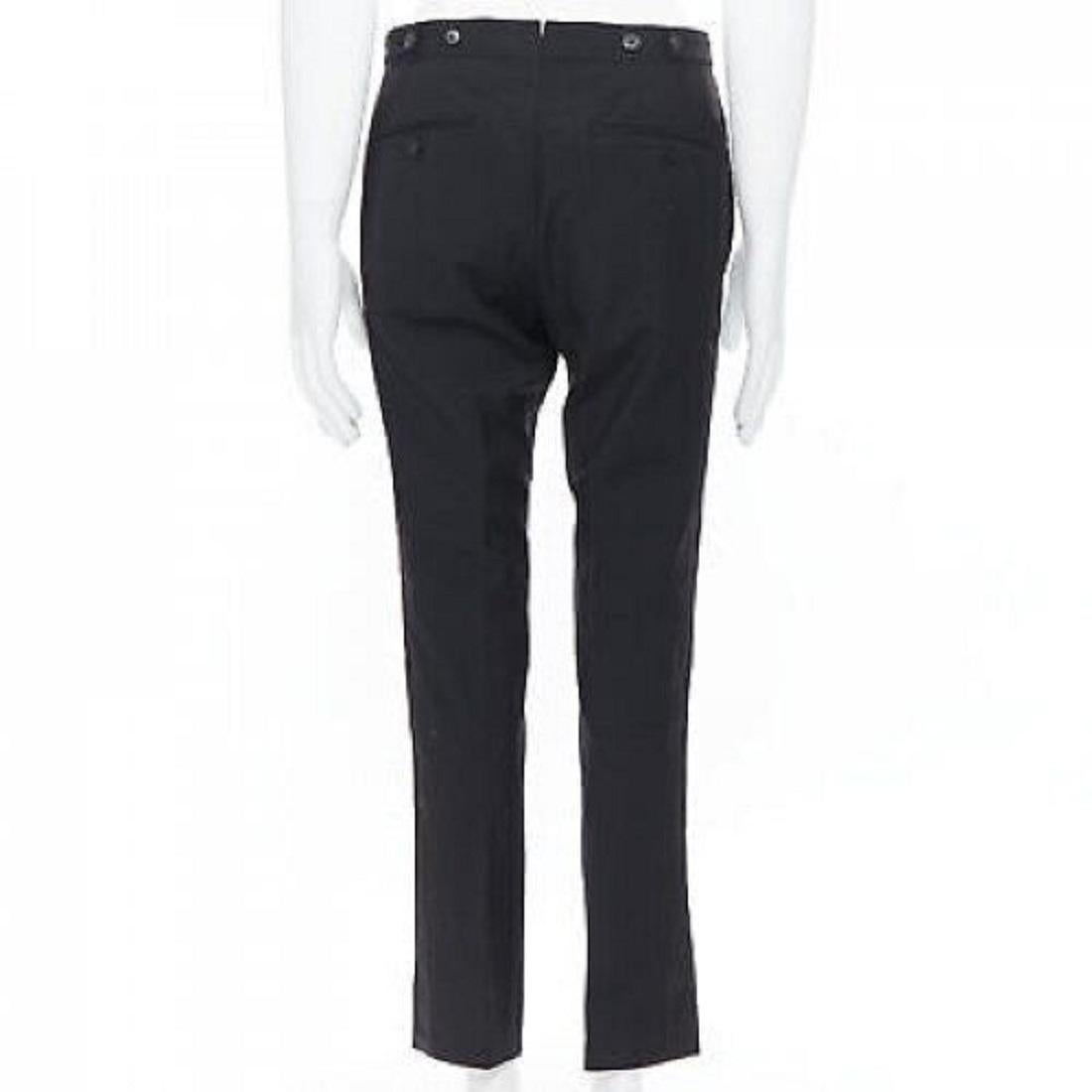Men's DRIES VAN NOTEN wool cotton blend black verticle striped cropped trousers IT46 S For Sale