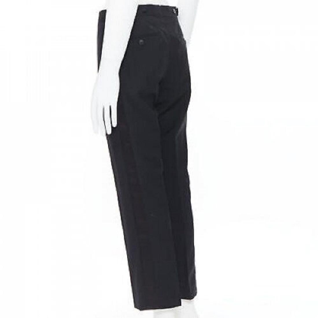 DRIES VAN NOTEN wool cotton blend black verticle striped cropped trousers IT46 S For Sale 1