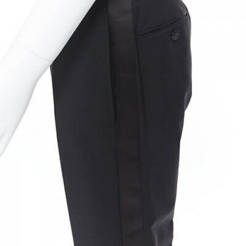 DRIES VAN NOTEN wool cotton blend black verticle striped cropped trousers IT46 S For Sale 3