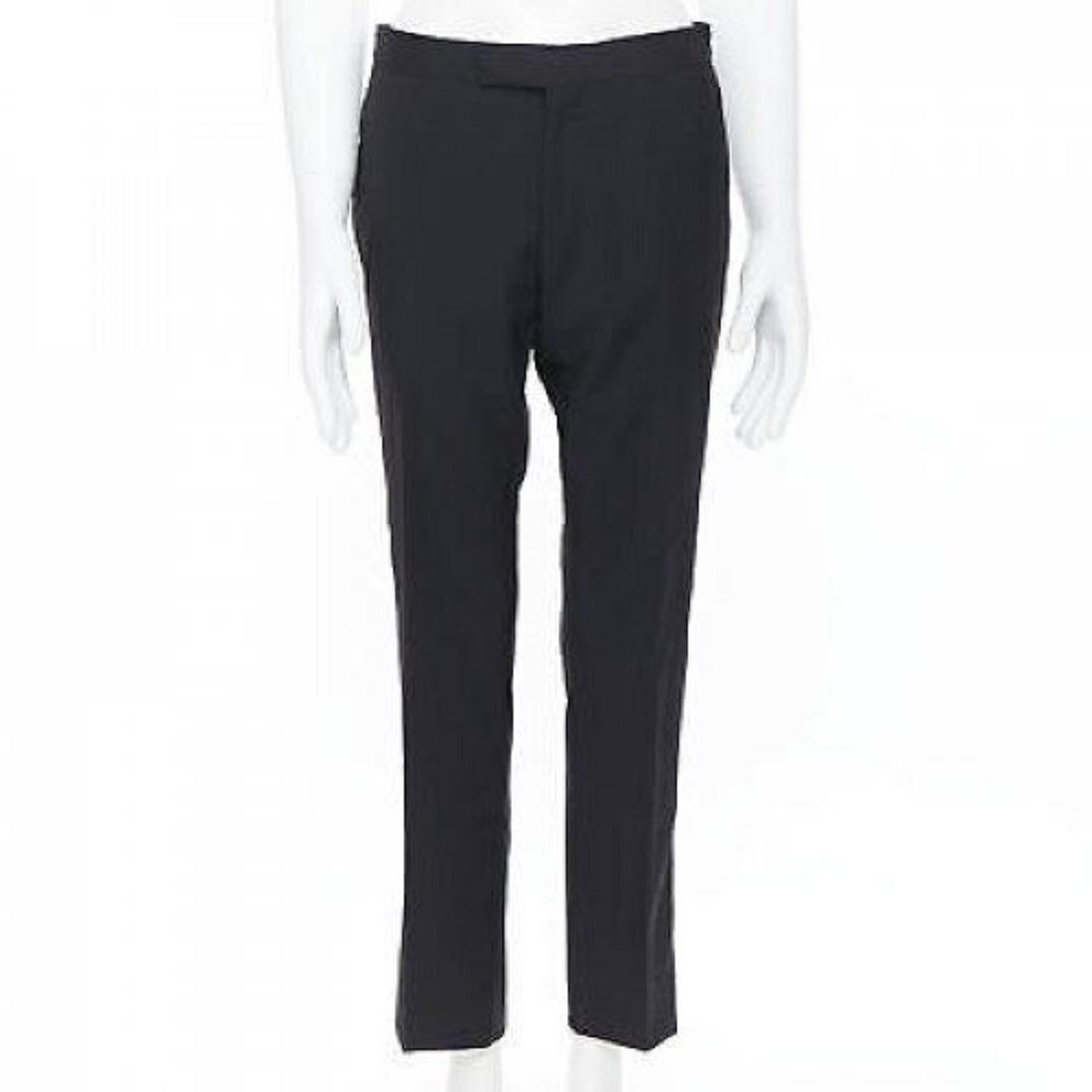 DRIES VAN NOTEN wool cotton blend black verticle striped cropped trousers IT46 S For Sale