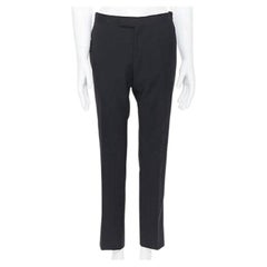 DRIES VAN NOTEN wool cotton blend black verticle striped cropped trousers IT46 S