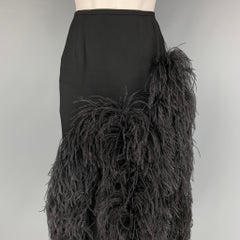 DRIES VAN NOTEN x Christian LaCroix Size 6 Black Viscose Feather Skirt