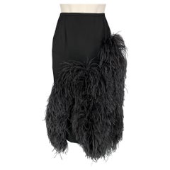 DRIES VAN NOTEN x Christian LaCroix Size 6 Black Viscose Feather Skirt