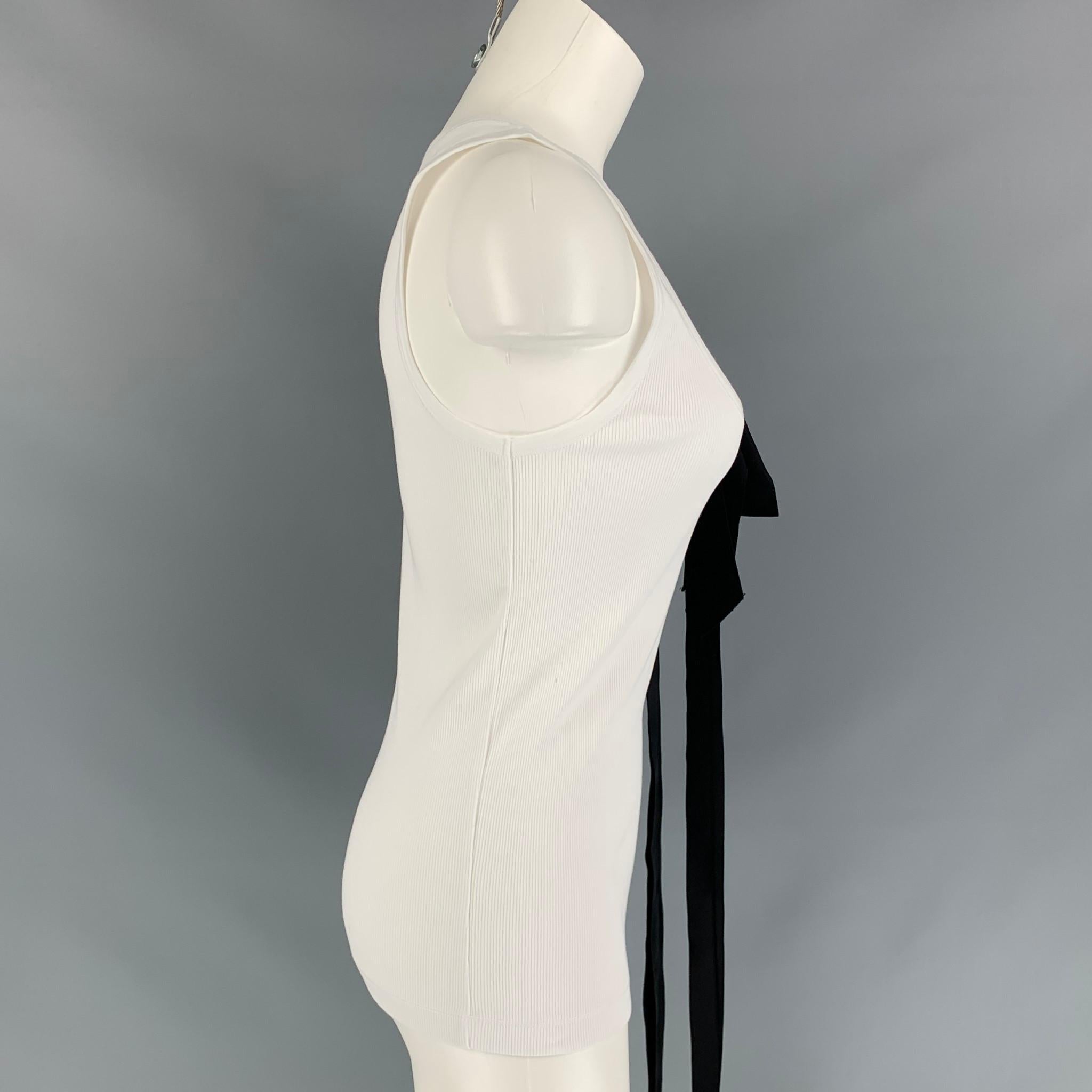 DRIES VAN NOTEN x CHRISTIAN LACROIX SS 20 Size M White & Black Ribbed Tank Top In New Condition In San Francisco, CA