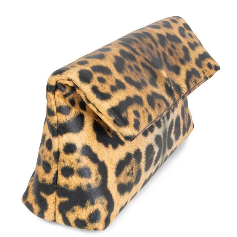 DRIES VAN NOTEN x OPENING CEREMONY beige LEOPARD FOLD-OVER Clutch 