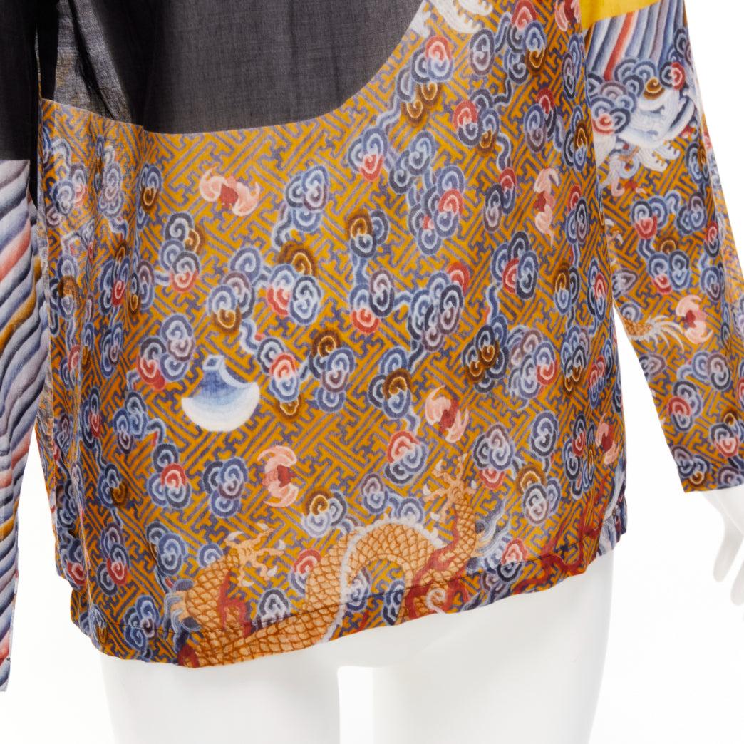 DRIES VAN NOTEN yellow black cotton oriental print boxy long sleeve top FR38 M
Reference: DYTG/A00054
Brand: Dries Van Noten
Material: Cotton
Color: Yellow, Black
Pattern: Oriental
Closure: Pullover
Extra Details: Oriental waves print at back with