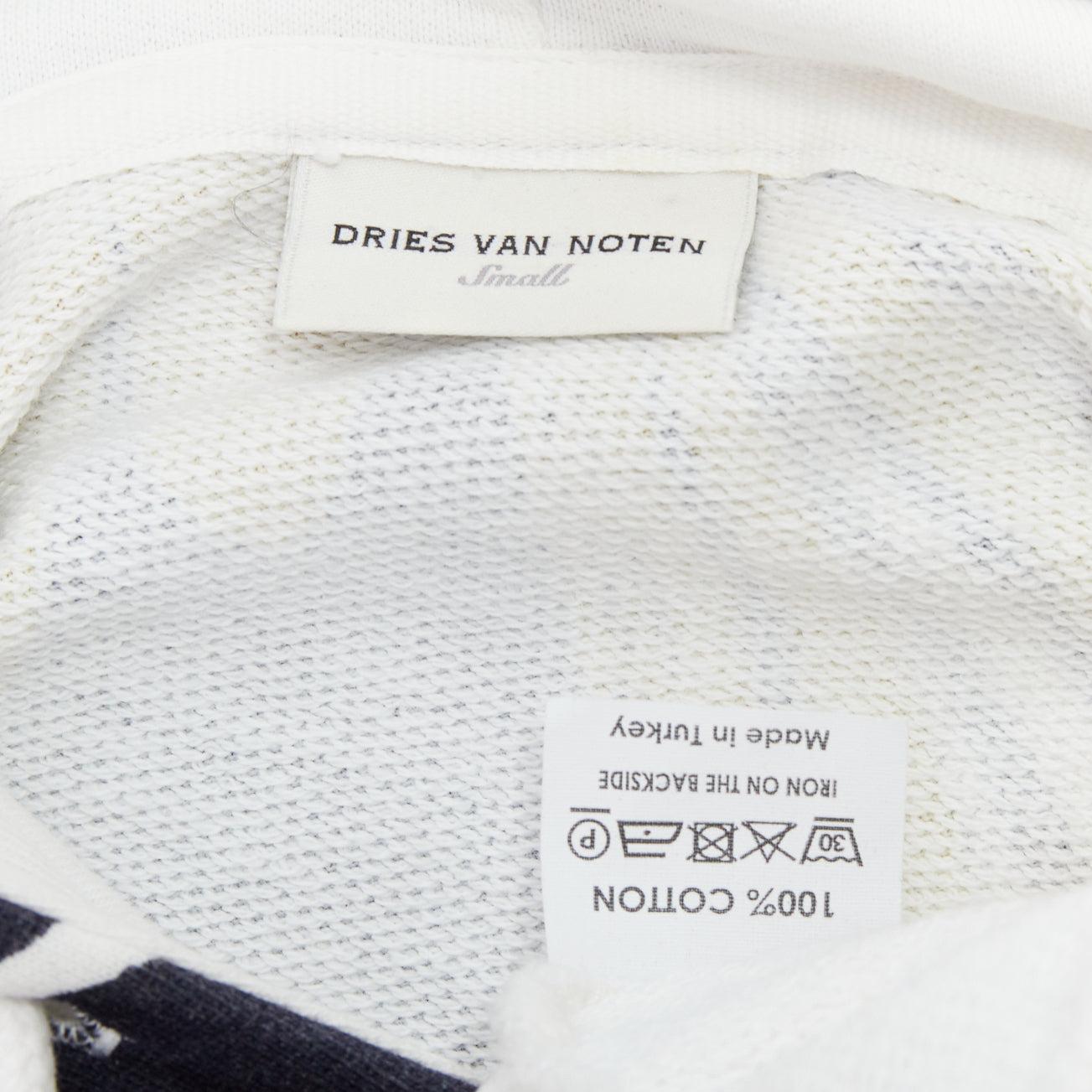 DRIES VAN NOTEN yellow black white marble swirl print cotton hoodie S For Sale 3
