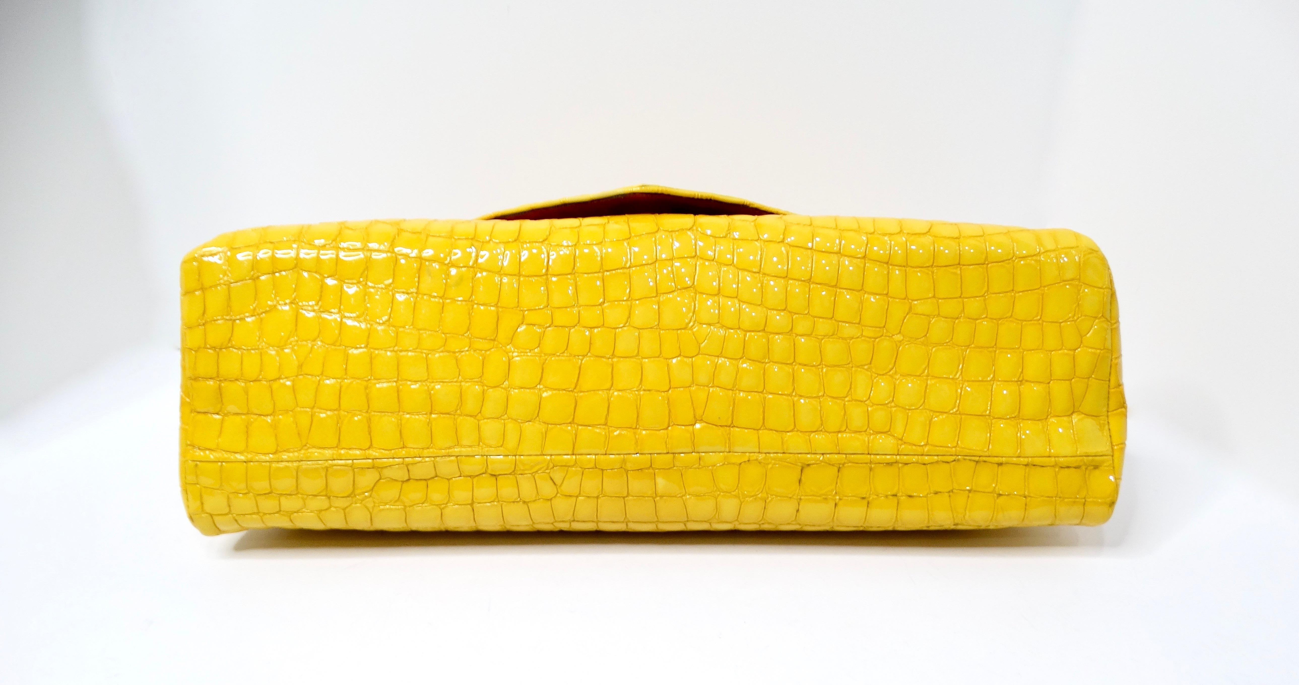 Dries Van Noten Yellow Glossed Faux Croc Large Clutch Bag 1