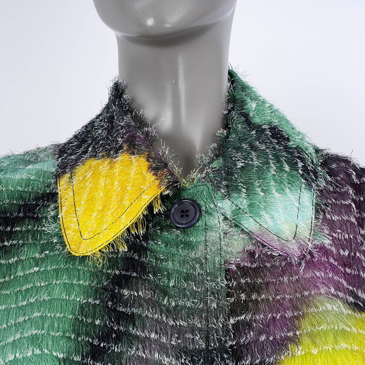 DRIES VAN NOTEN Gelbgrün Lila 2022 ROLANO TIE-DYE Mantel mit Gürtel Jacke 38 S im Zustand „Hervorragend“ im Angebot in Zürich, CH