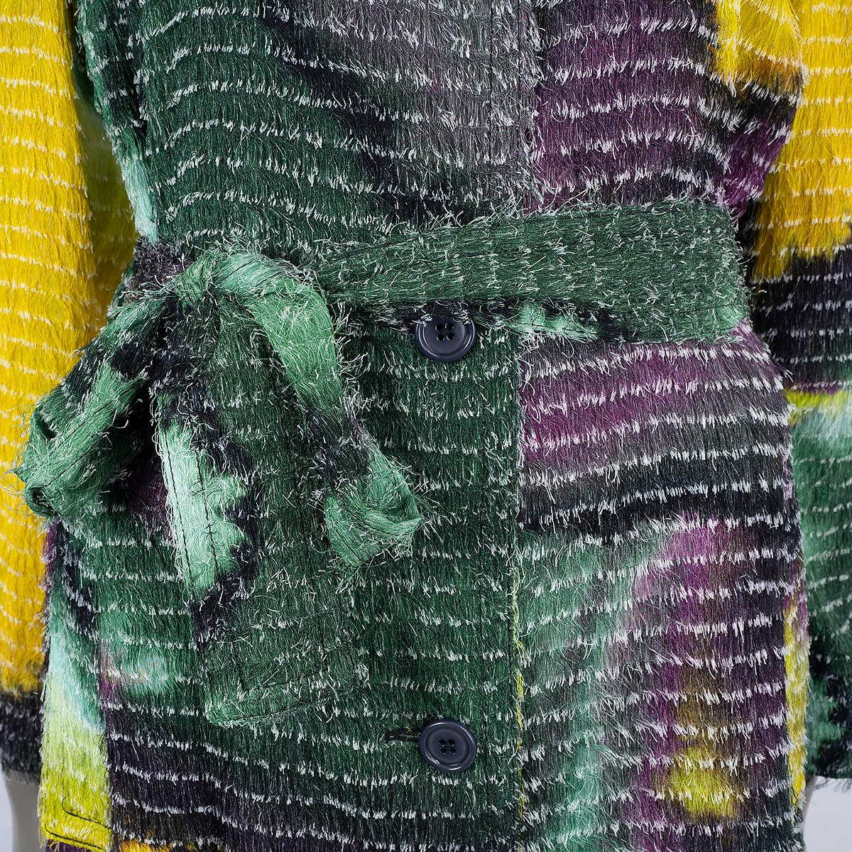 Women's DRIES VAN NOTEN yellow green purple 2022 ROLANO TIE-DYE Belted Coat Jacket 38 S For Sale