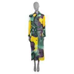 DRIES VAN NOTEN Gelbgrün Lila 2022 ROLANO TIE-DYE Mantel mit Gürtel Jacke 38 S