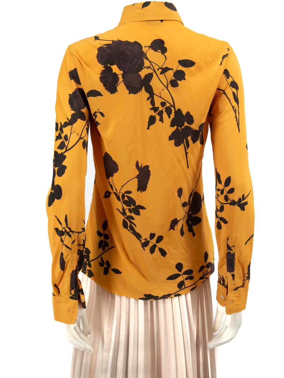 Dries Van Noten Yellow Long Sleeve Floral Shirt Size S In Good Condition In London, GB