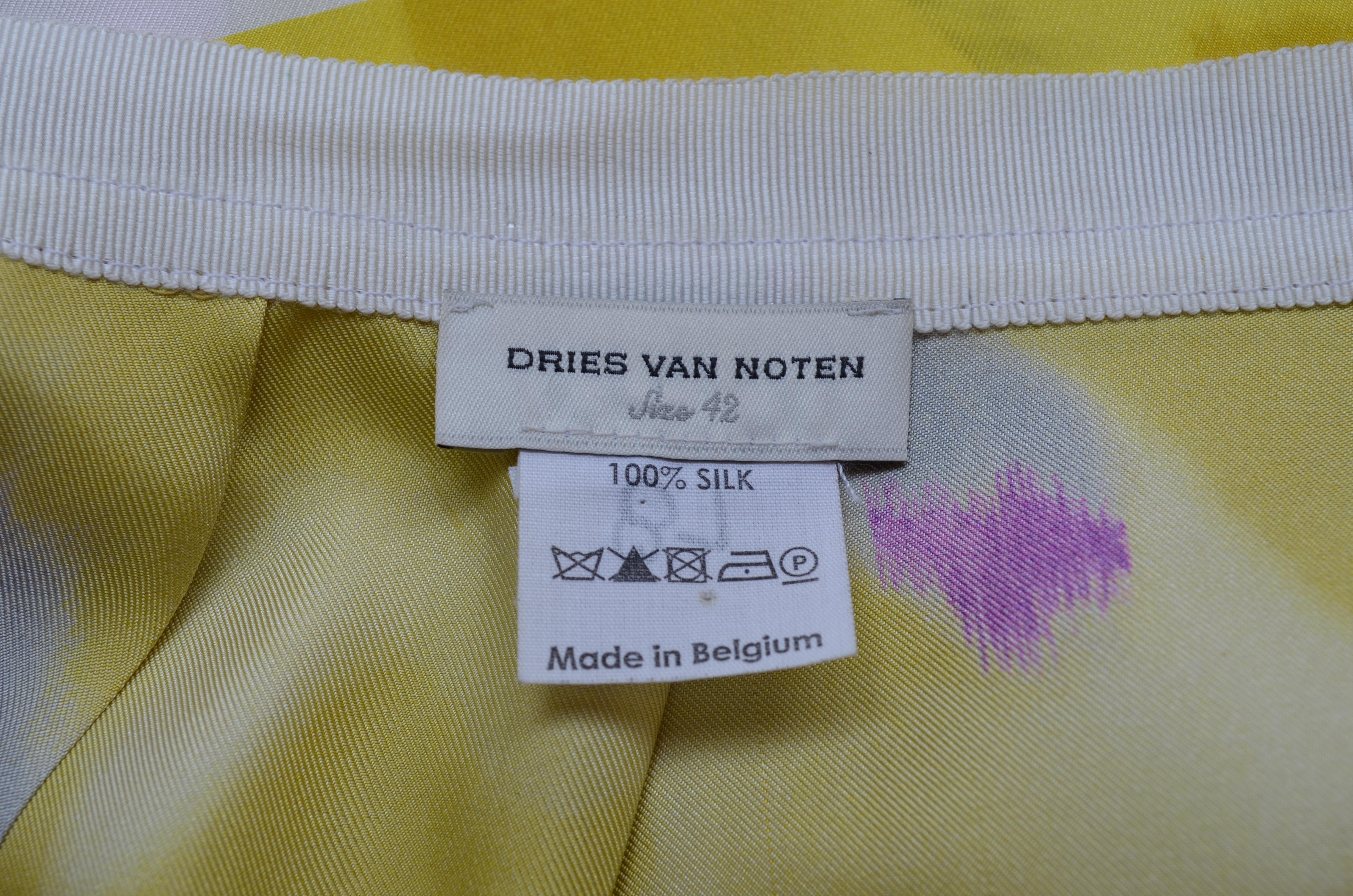 Women's or Men's Dries Van Noten Yellow Silk Print Skirt Set For Sale