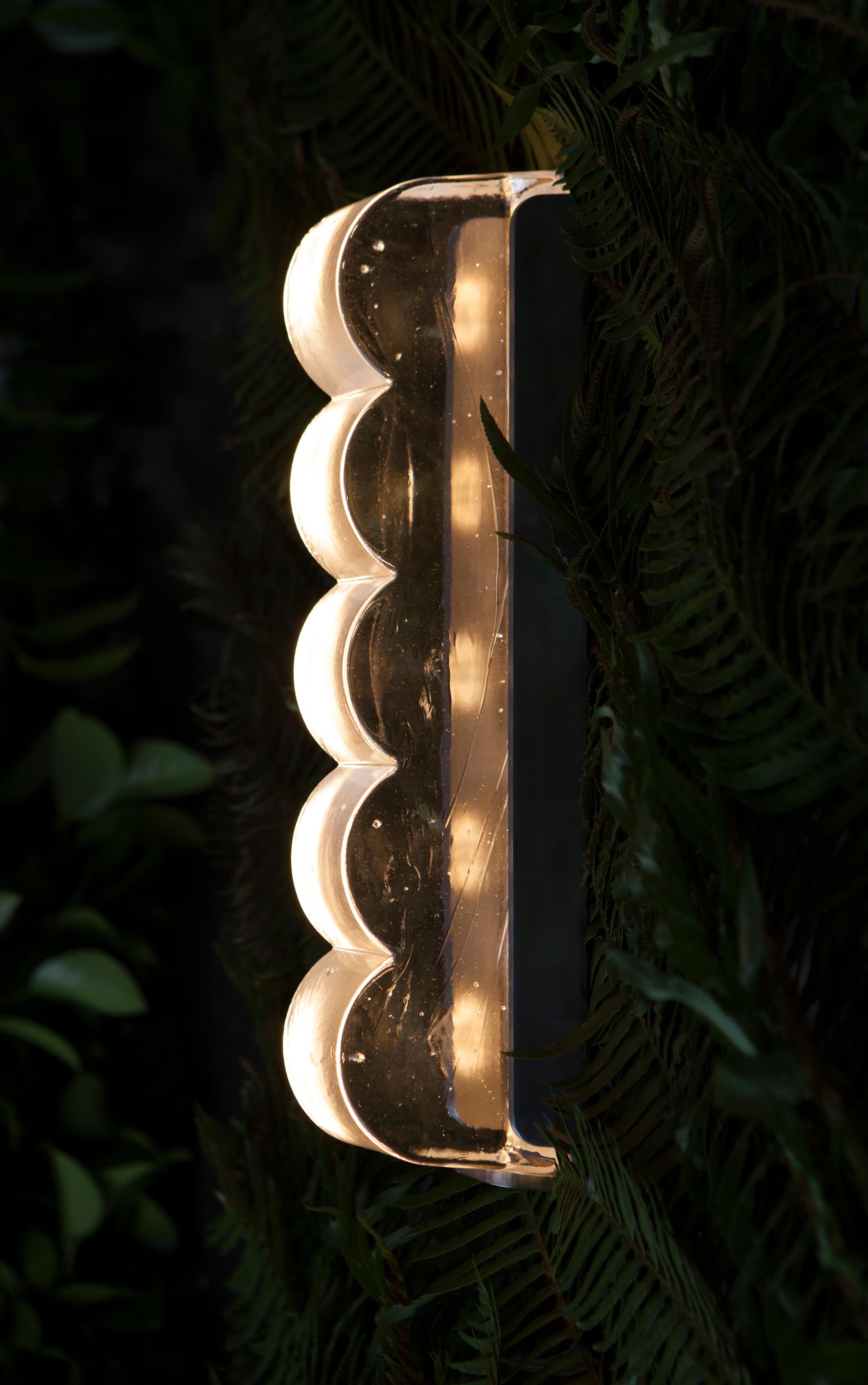 Drift Bump Contemporary Sculptural Cast Glass Wall Light Sconce In New Condition For Sale In Bainbridge Island, WA