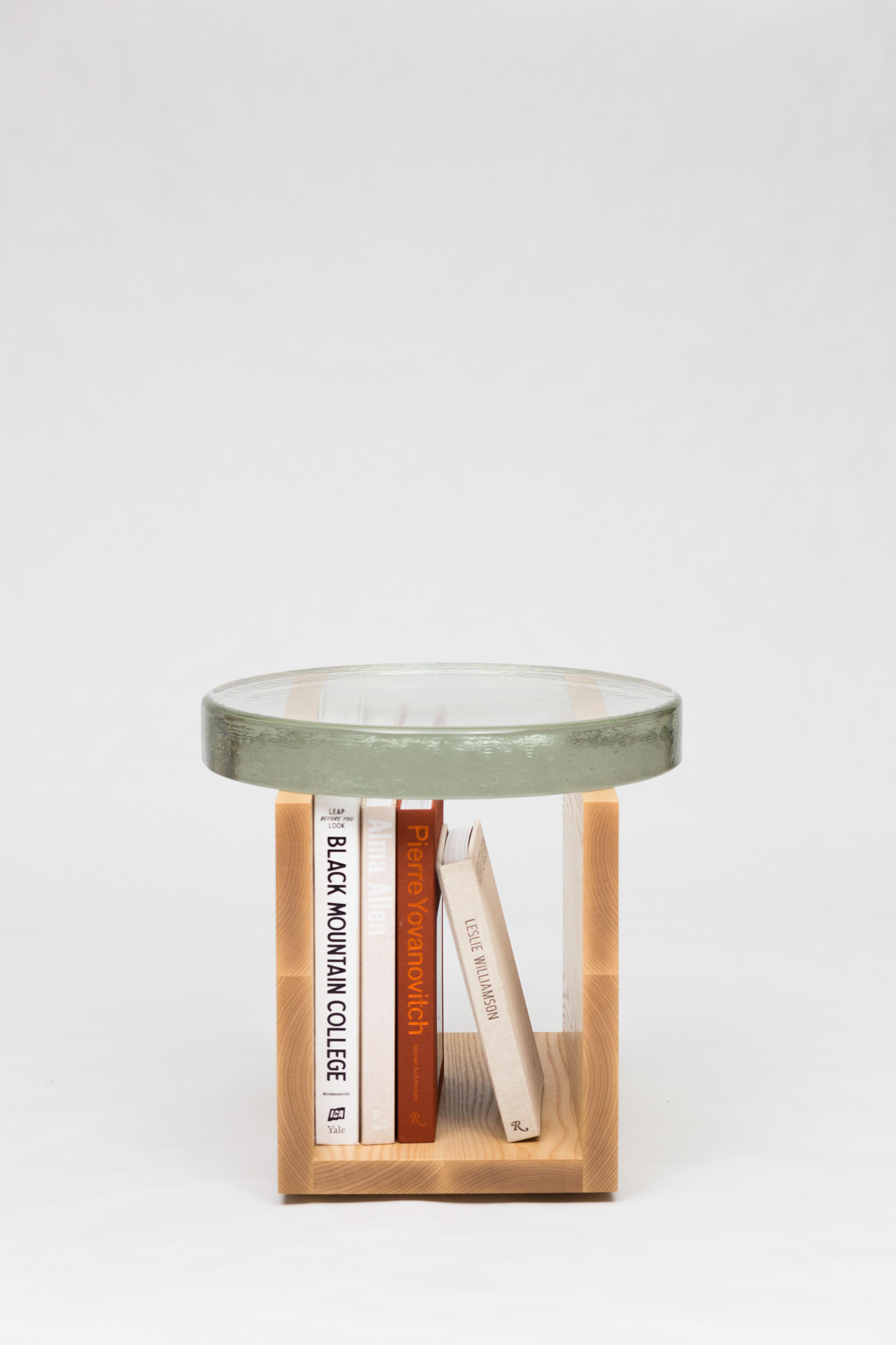 Drift Cast Glass Solid Wood Sculptural Contemporary Side Coffee Table Natural For Sale 9