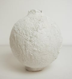Drift  Crackle  White Sculptured Vase MOON shape