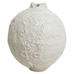 Drift  Crackle  White Sculptured Vase MOON shape