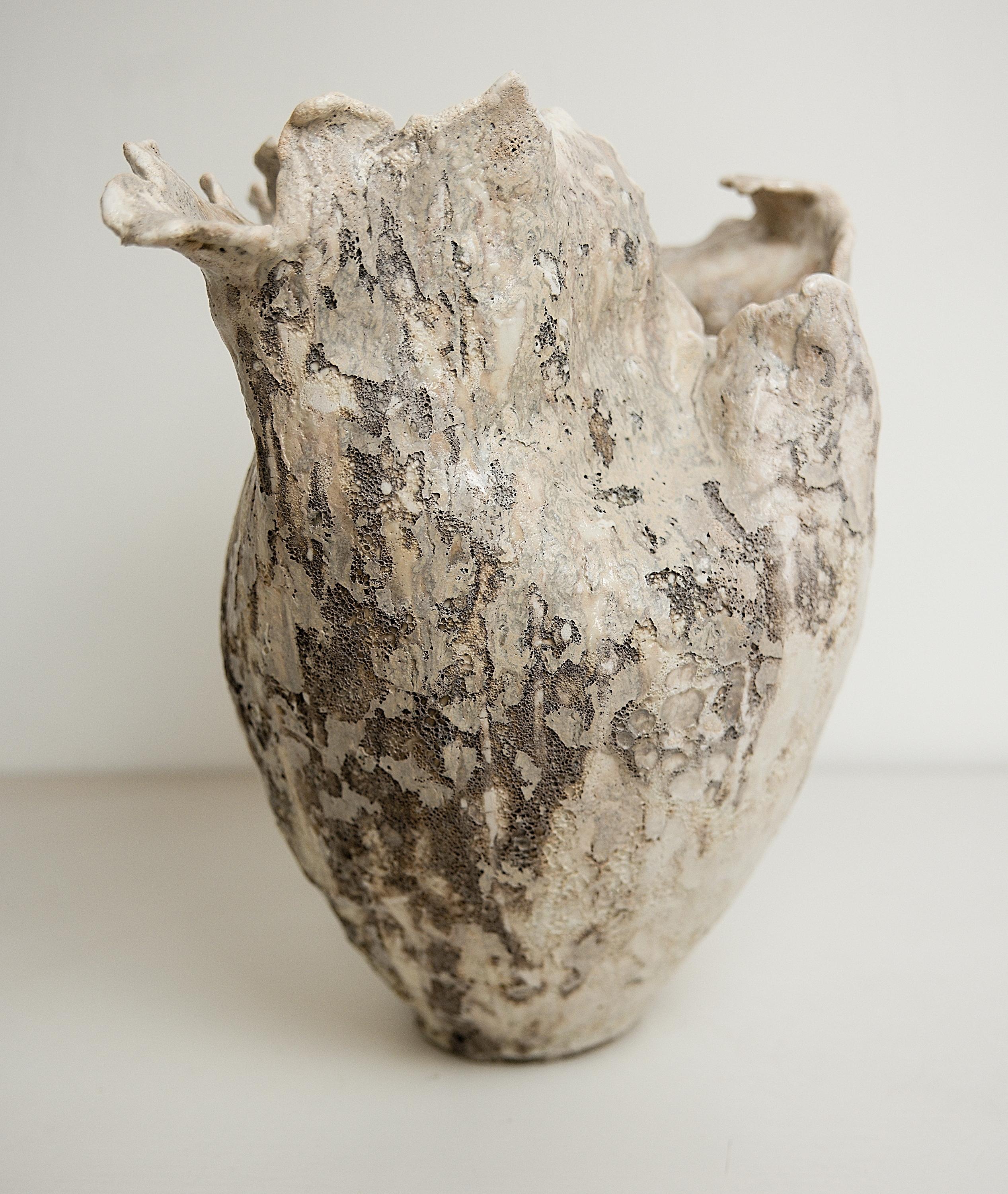 Drift  Crackle with Lava  sculpture Open Vase 3