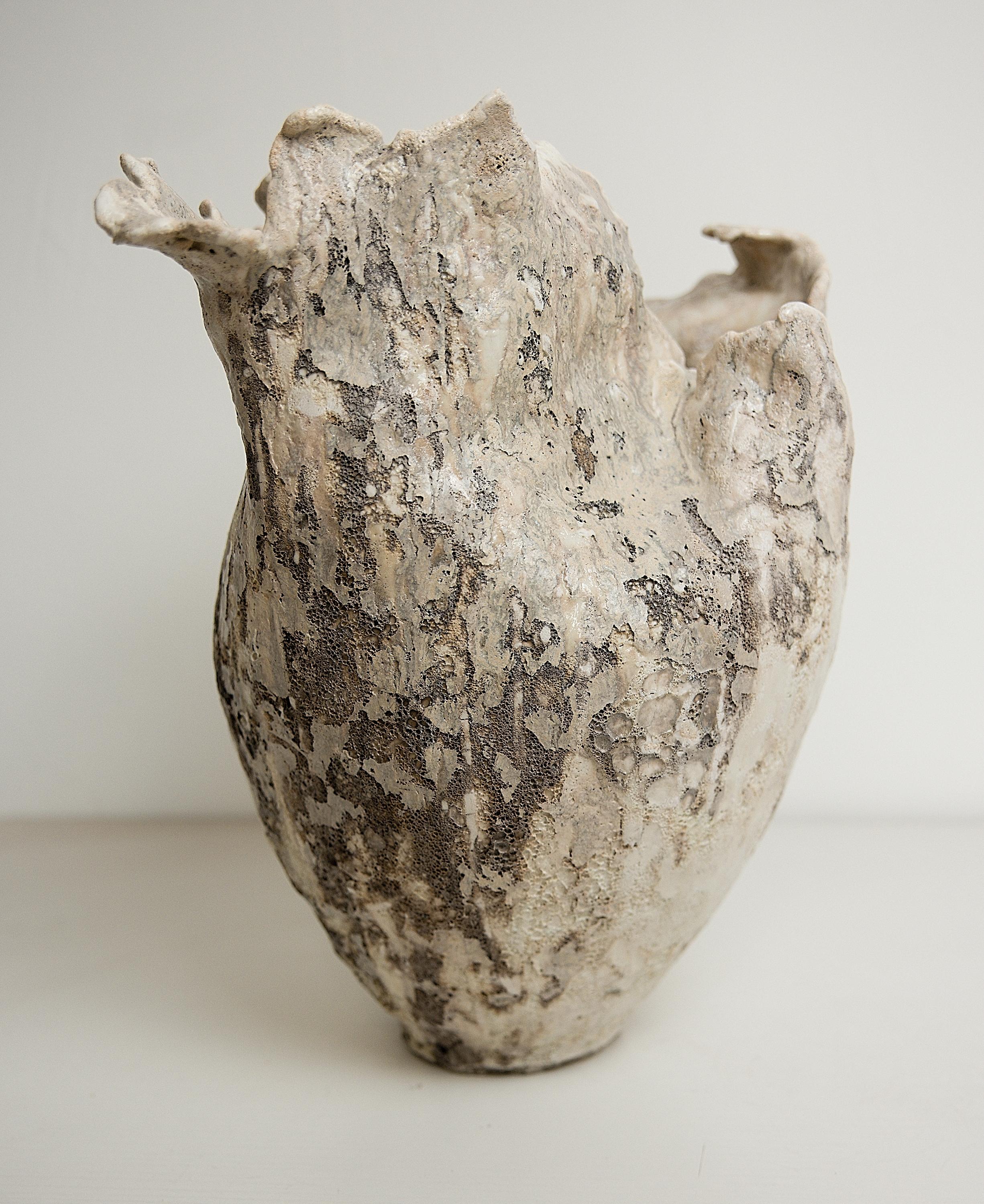 Drift  Crackle with Lava  sculpture Open Vase 4