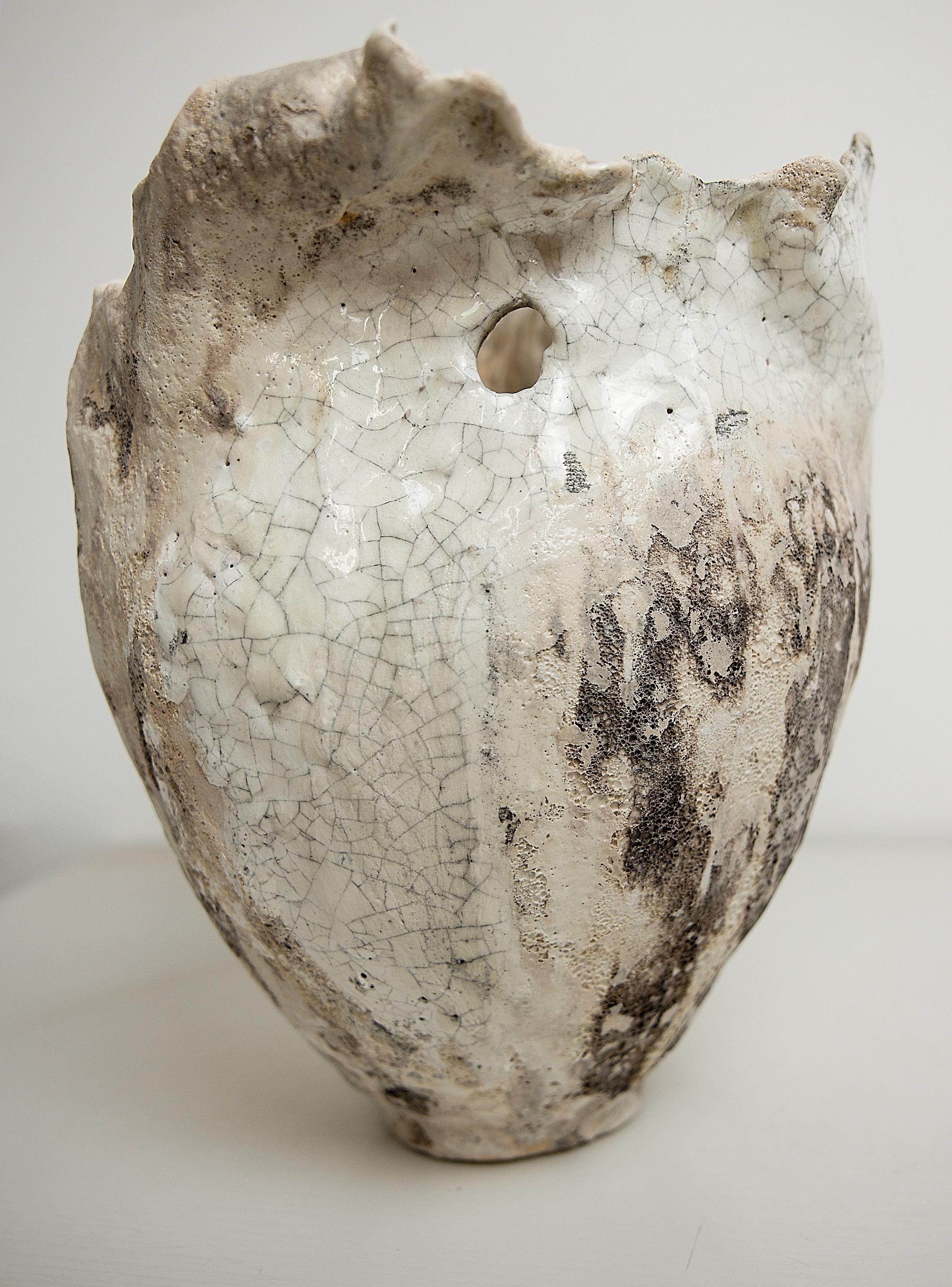 American Drift  Crackle with Lava  sculpture Open Vase