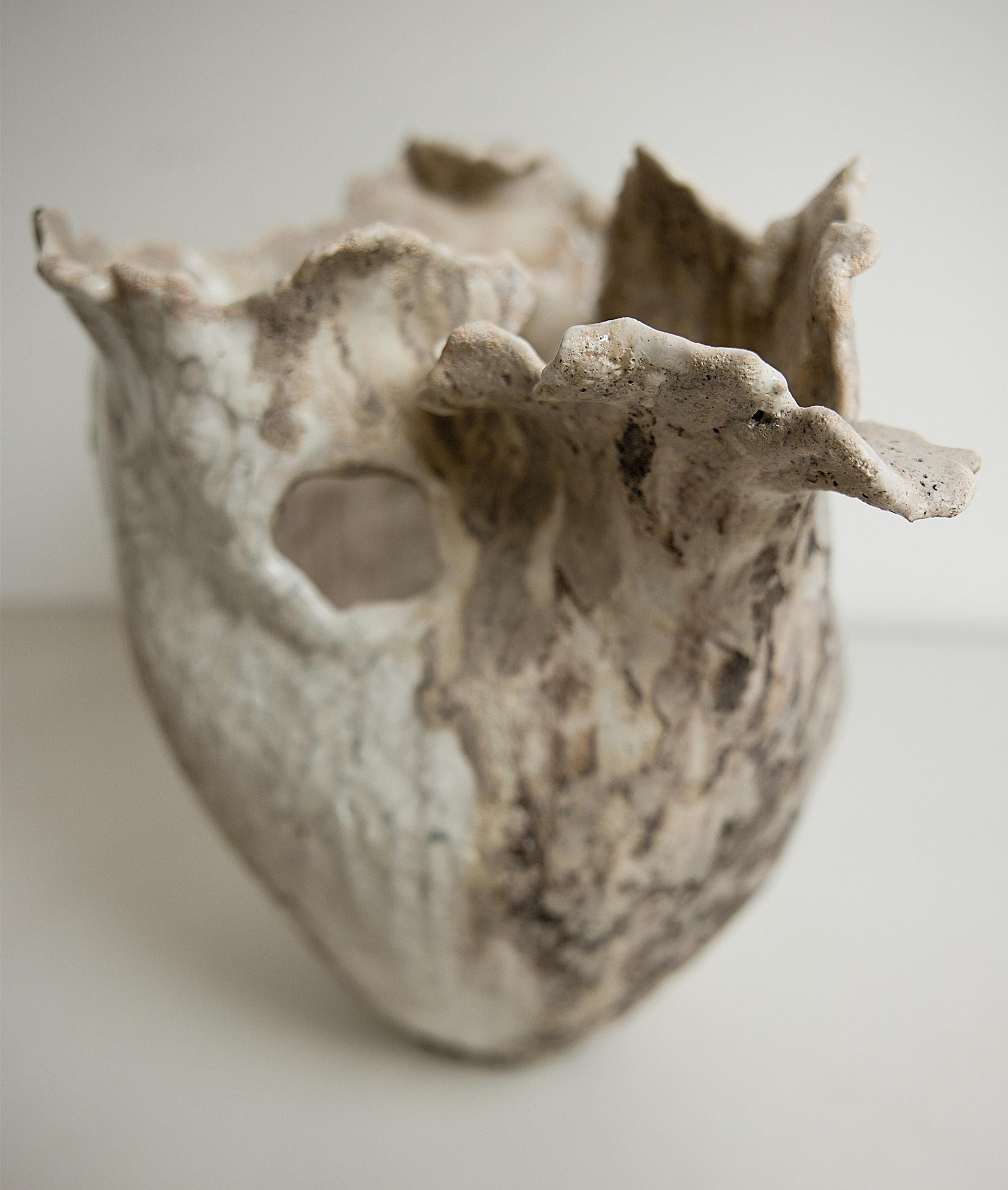 Stoneware Drift  Crackle with Lava  sculpture Open Vase