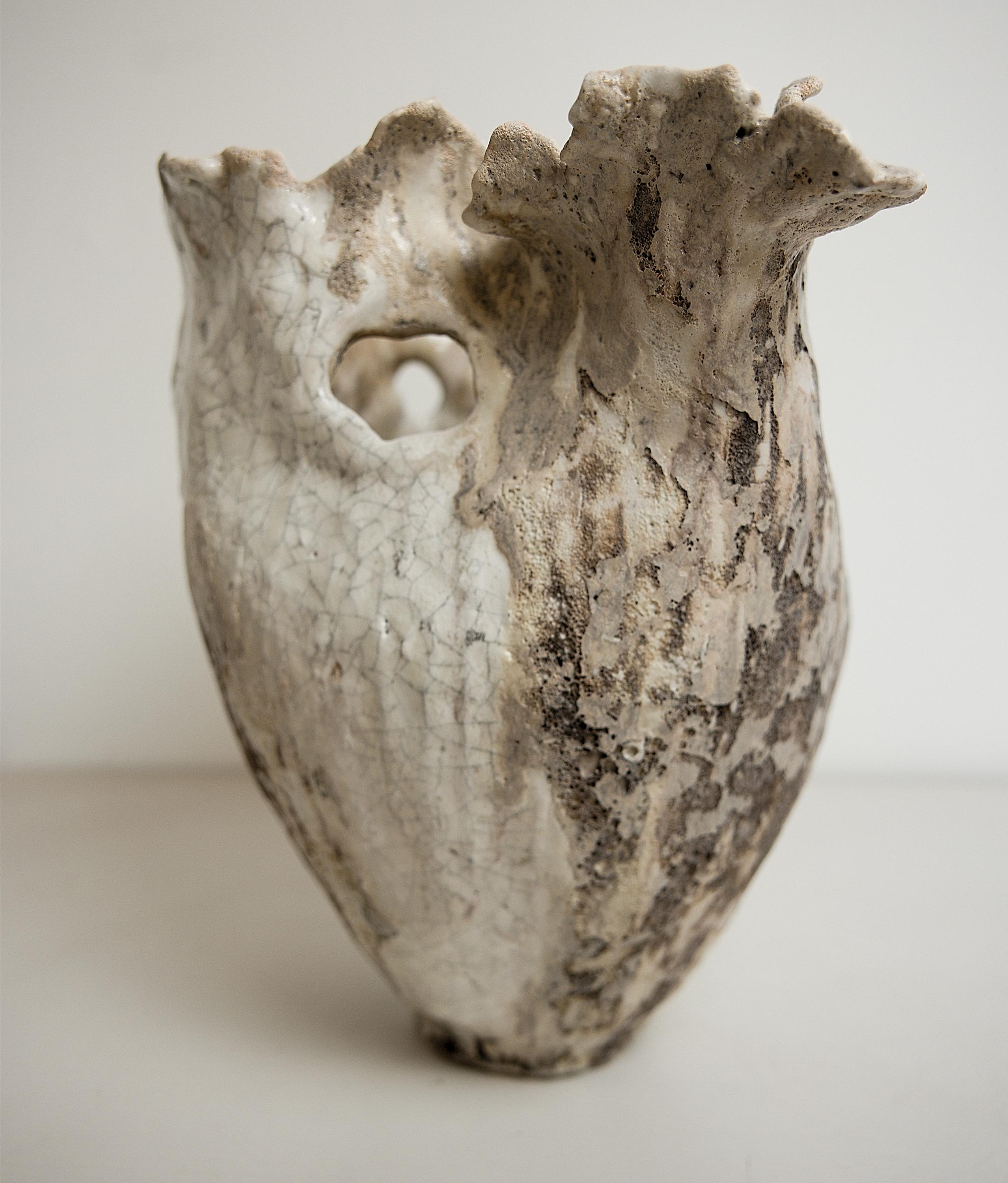 Drift  Crackle with Lava  sculpture Open Vase 1