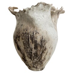 Dérive  craquelé avec lave  sculpture Vase ouvert 
